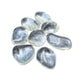 Overhead flat-lay of Clear Quartz tumbled stones showing piece count per pound