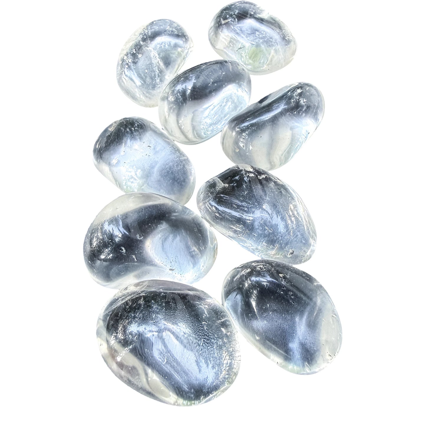 Tight crop on a single Clear Quartz tumble, no dye and no coating
