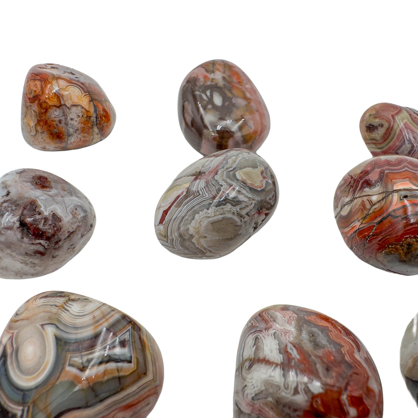 Hand polished crazy lace agate stones, 1 to 1.50 inches, Mexico