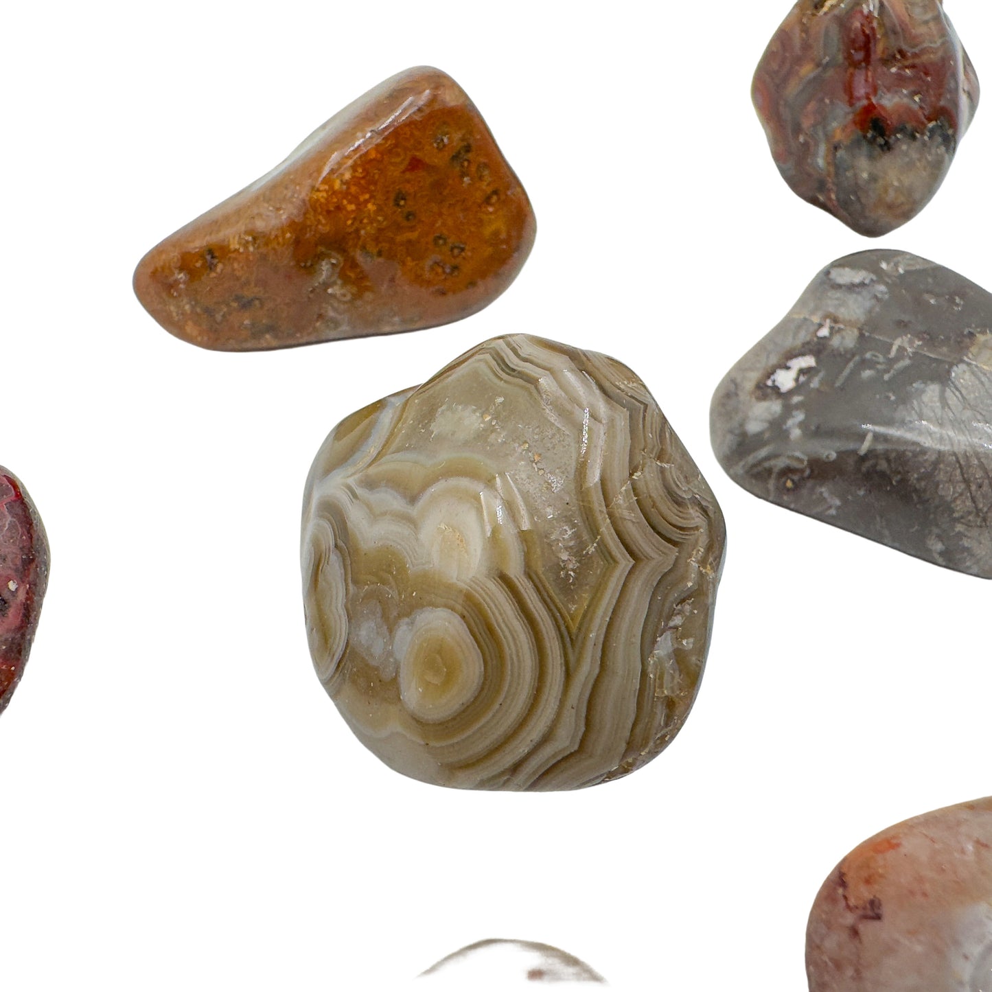 Large crazy lace agate tumbled stones, 1 to 2 inches, Mexico