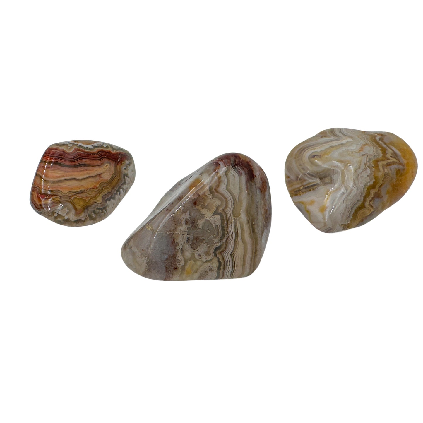 A Grade crazy lace agate tumbled stones, 1 to 2 inches, Mexico