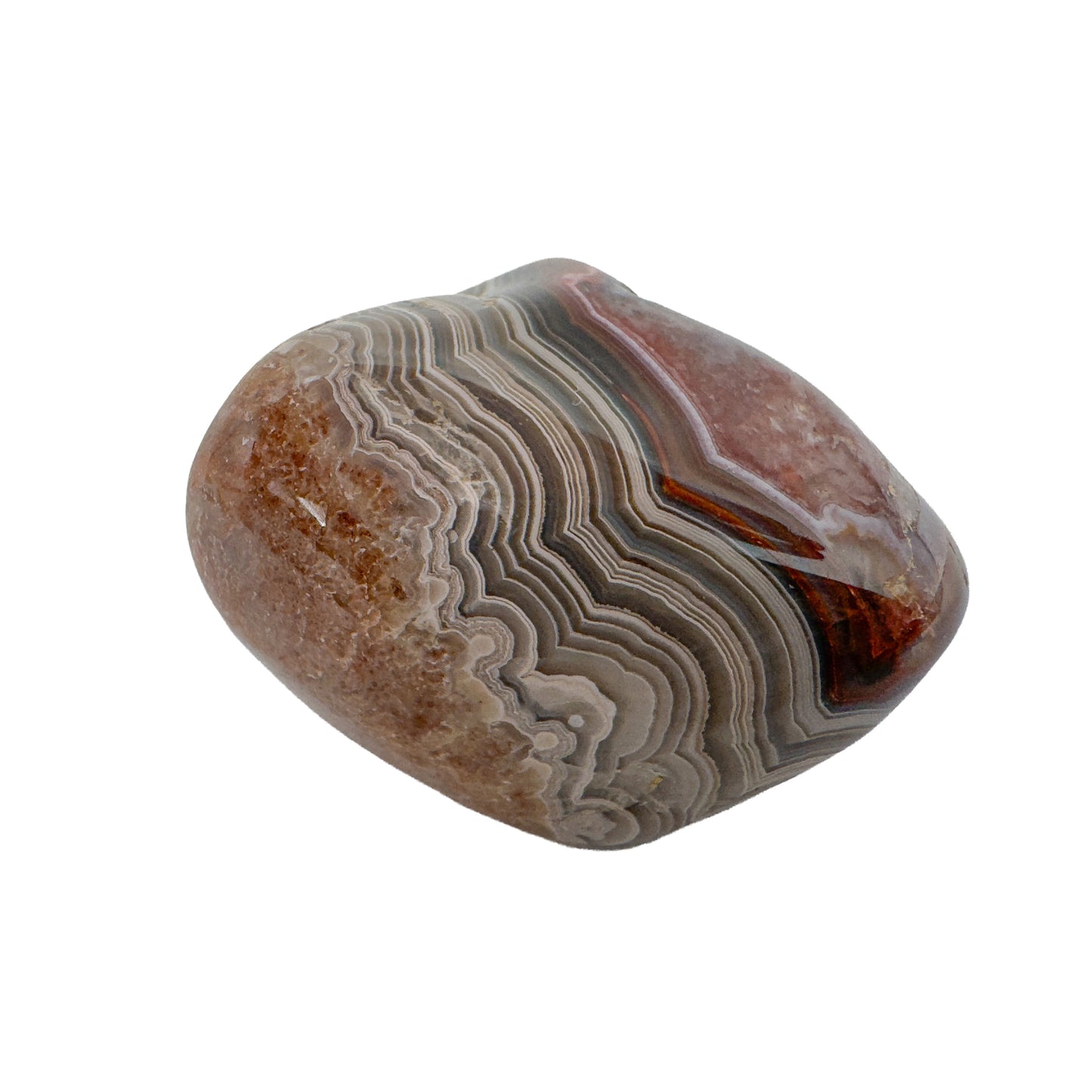 Crazy lace agate tumbled stones in warm banded earth tones, Mexico