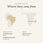 Map of where the stones in The Creativity Kit come from: Madagascar (carnelian heart and orange calcite heart) and Brazil (natural citrine)