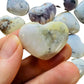 Top view of Dendritic Opal polished heart, hand-selected from Atsinanana, Madagascar, carried for Grounding.