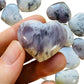 Reverse side of Dendritic Opal polished heart, showing characteristic patterning, from Madagascar.