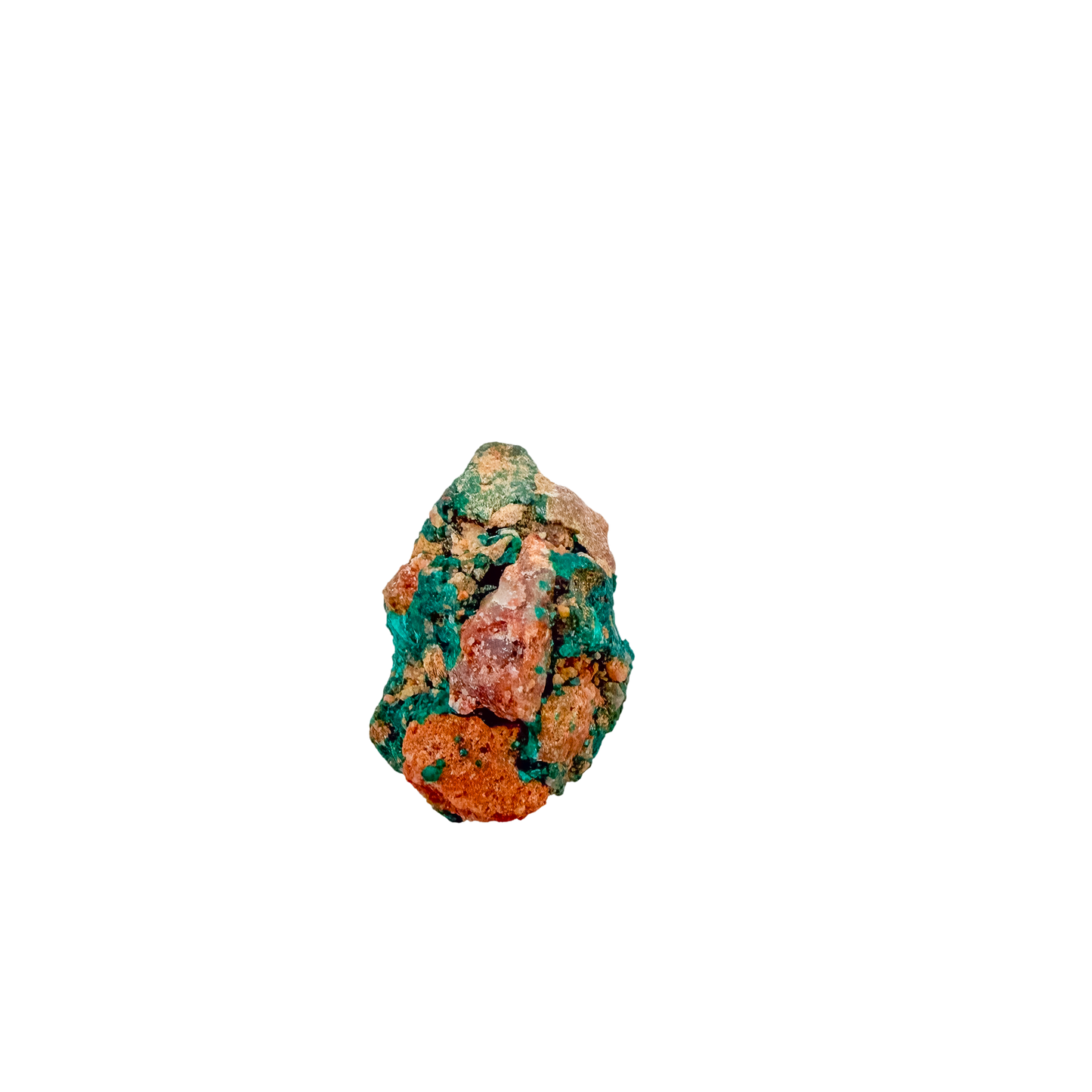 Side elevation of the emerald-green druzy, matrix beneath a 15.6 g crystal layer