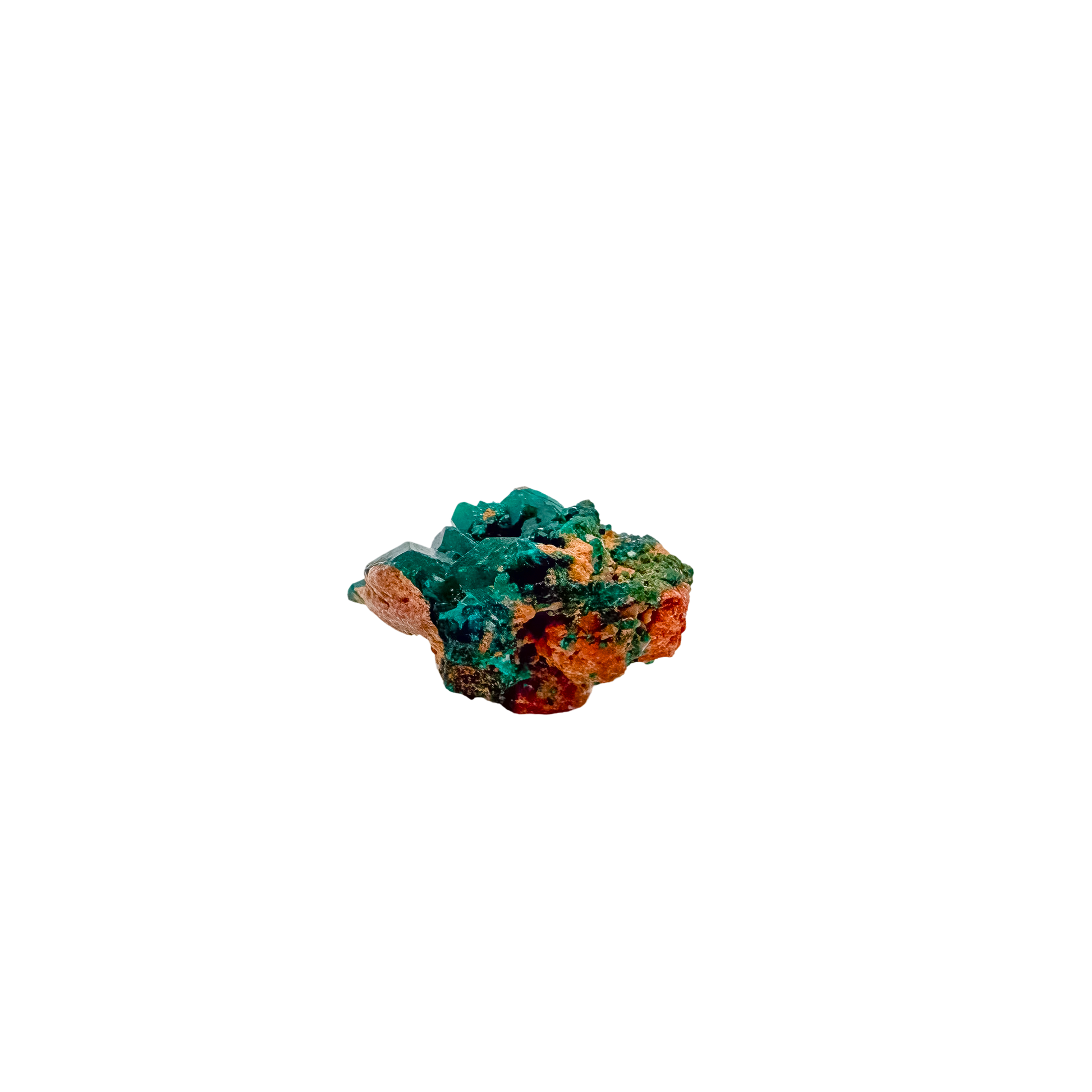 Back face of the emerald-green druzy, mostly unmineralized matrix, 1.26 inches