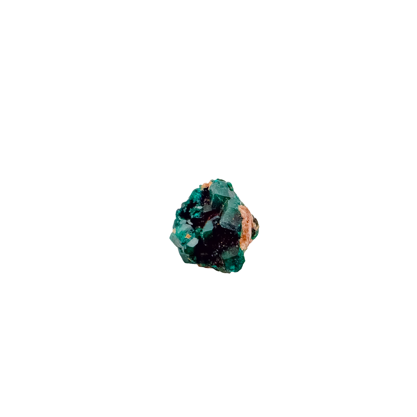 Macro of emerald-green faces across the emerald-green druzy, 1.26 inches