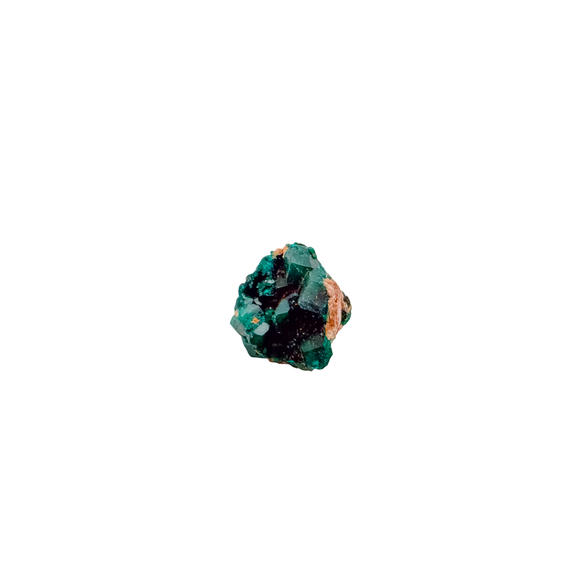 Macro of emerald-green faces across the emerald-green druzy, 1.26 inches