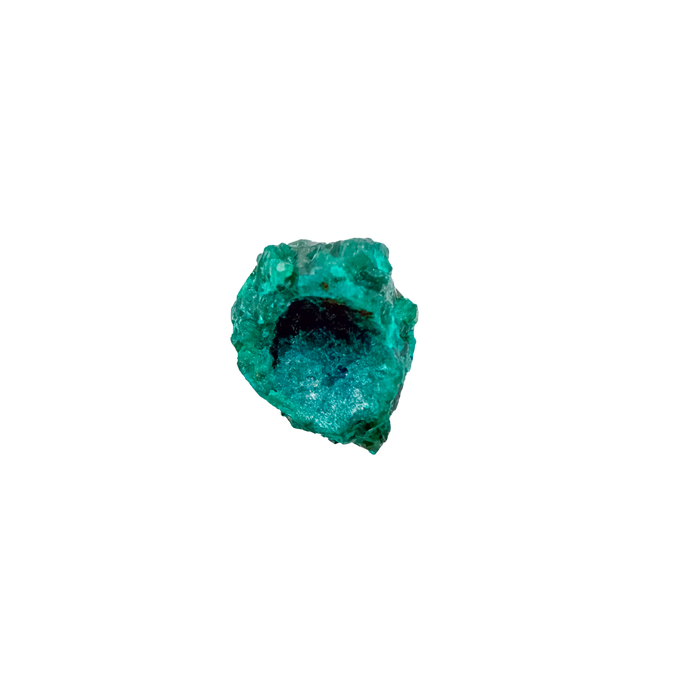 Collector dioptase thumbnail 1.14 by 0.92 inches, the bright crystal face, Republic of the Congo