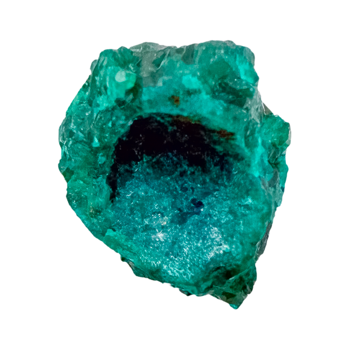 Collector dioptase thumbnail 1.14 by 0.92 inches, the bright crystal face, Republic of the Congo