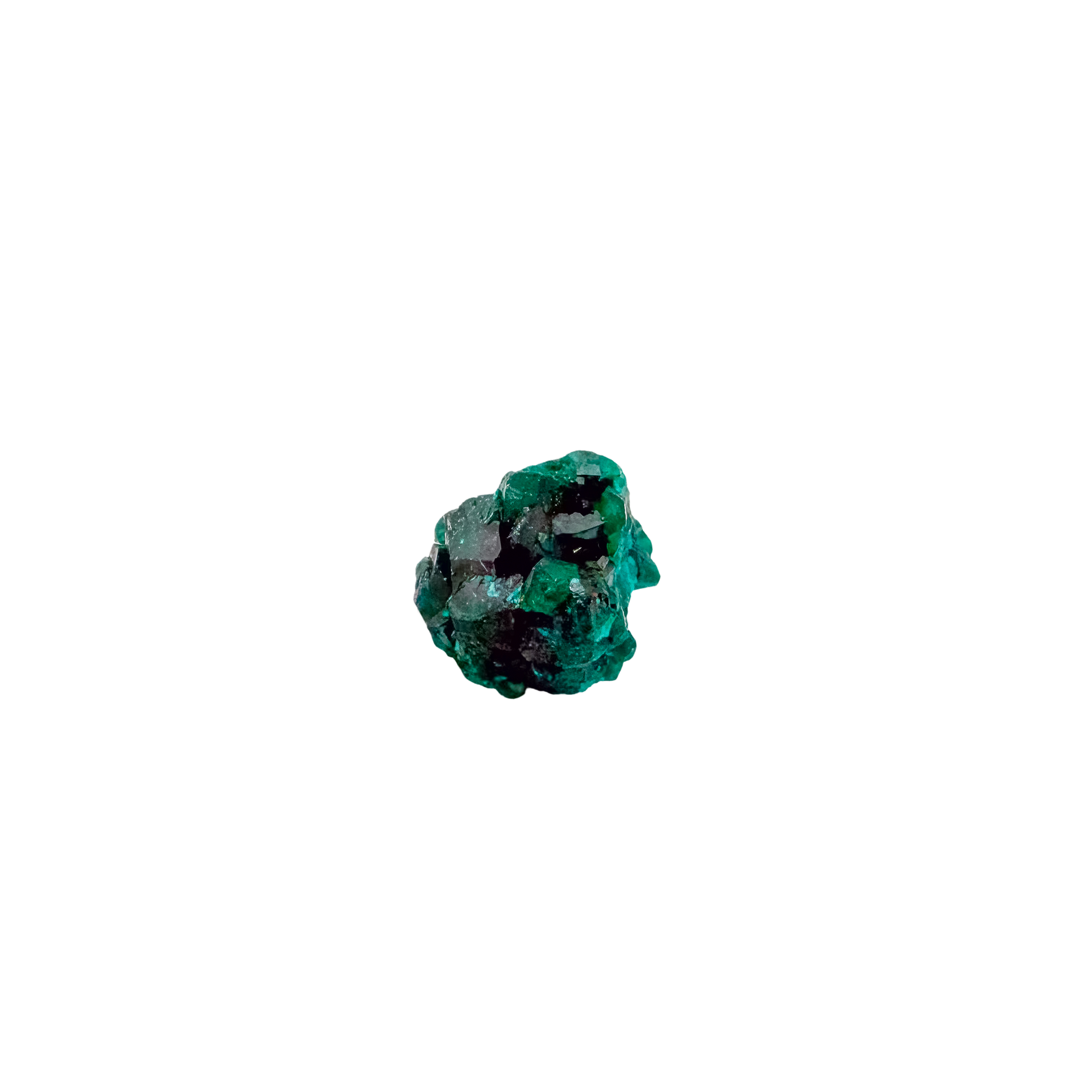 Underside of the bright crystal face, a 8.0 g Congolese dioptase