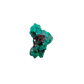 Dioptase crystals from a second side, the fine green crust at 9.8 g