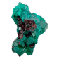 Dioptase crystals from a second side, the fine green crust at 9.8 g