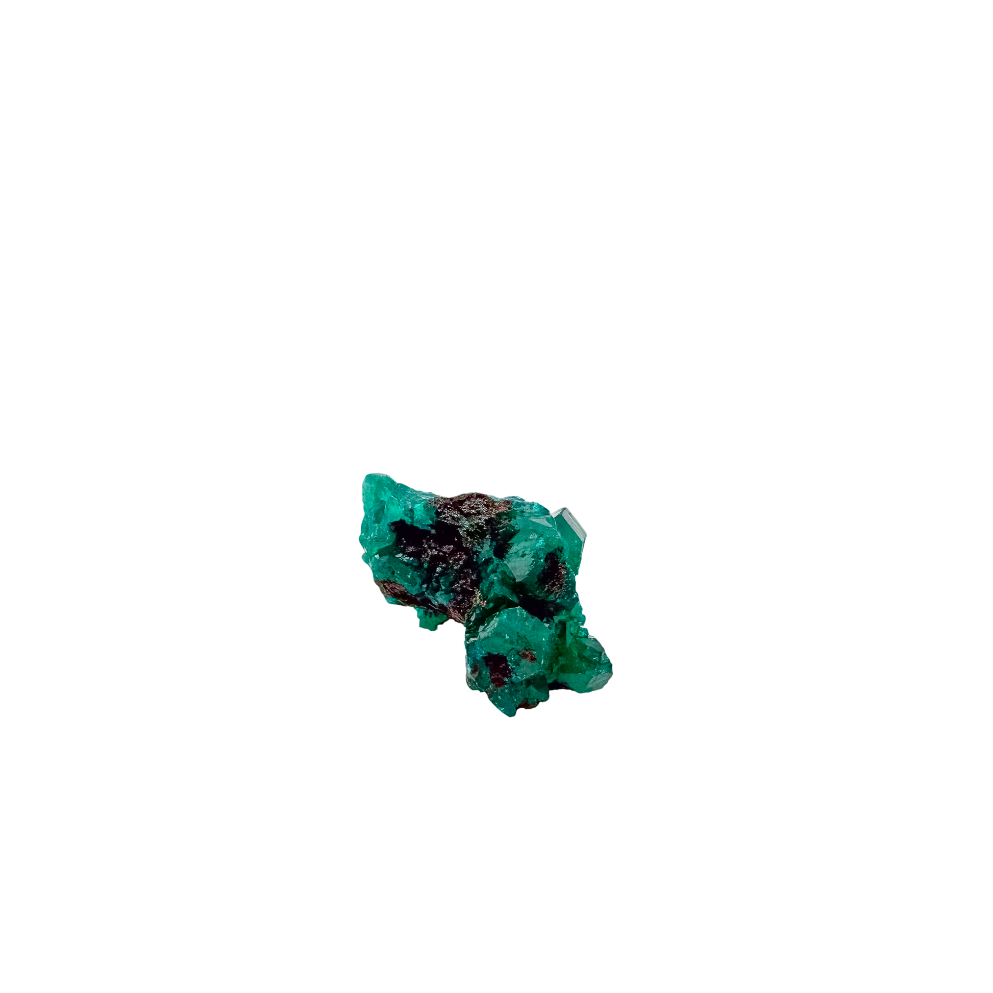 The fine green crust rotated to reveal crystal terminations, 9.8 g