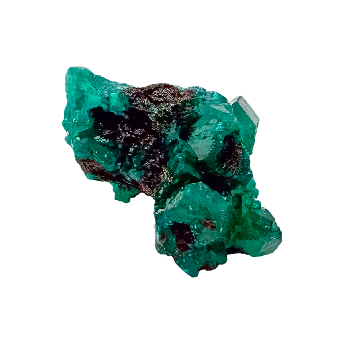 The fine green crust rotated to reveal crystal terminations, 9.8 g