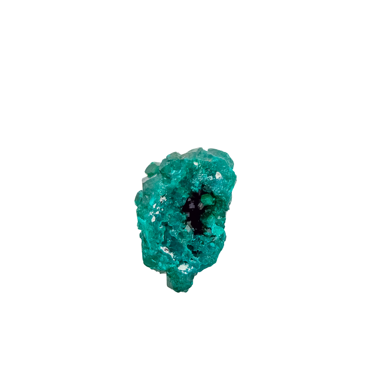 Raw Congolese dioptase, 13.3 g, copper-green crystal over host rock, the wide flat plate