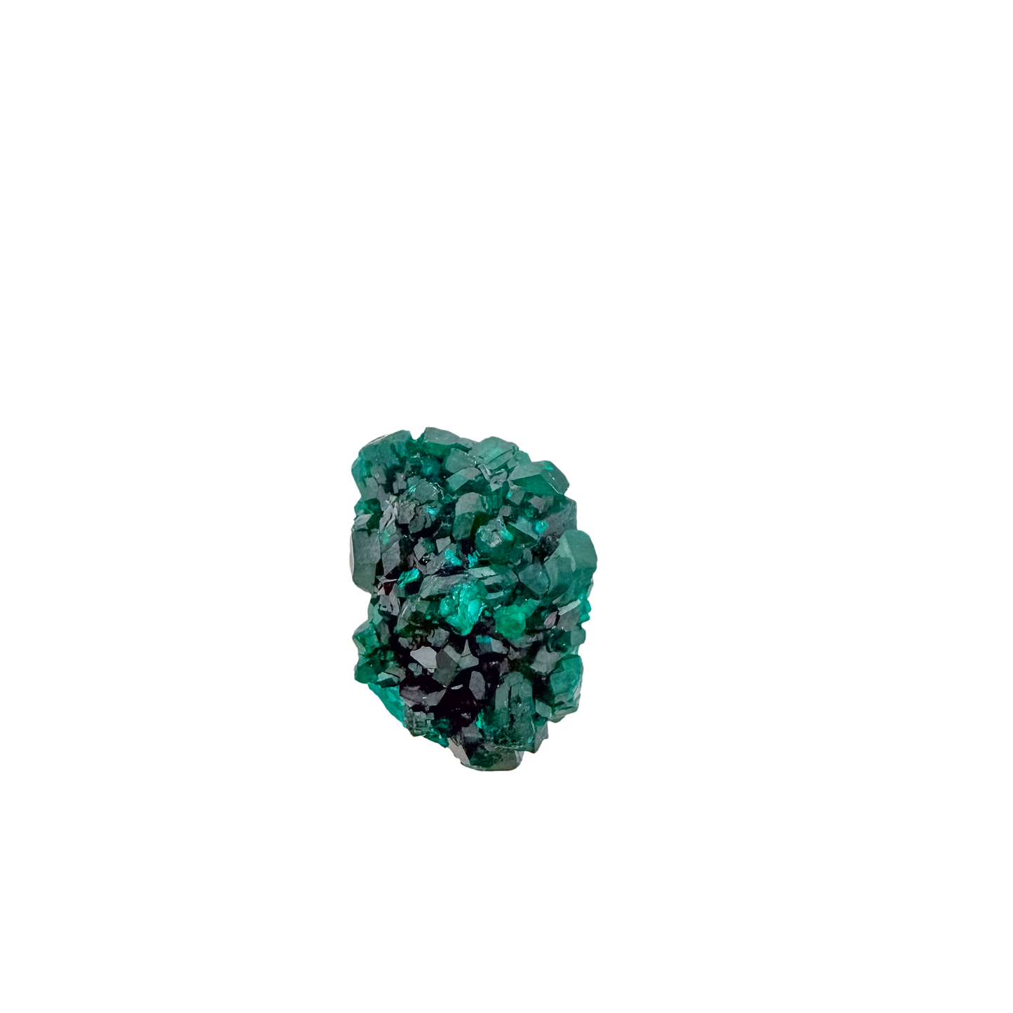 Macro of emerald-green faces across the wide flat plate, 1.47 inches
