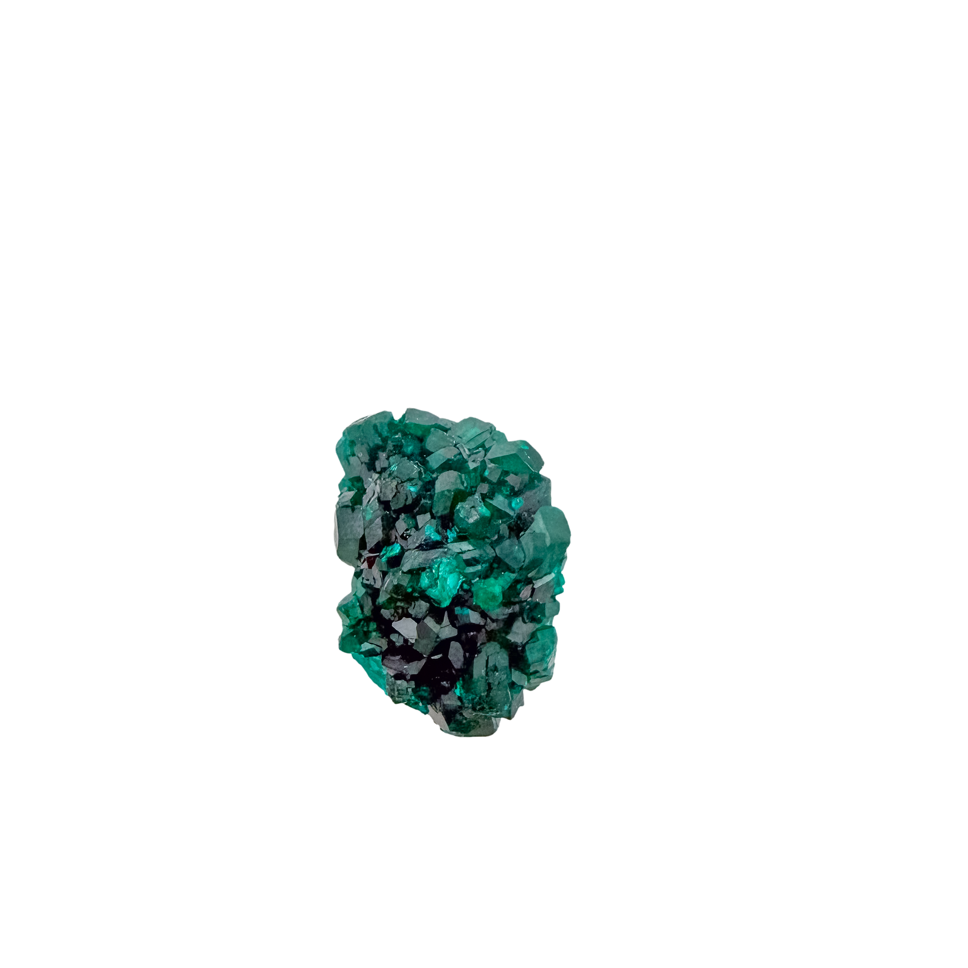 Macro of emerald-green faces across the wide flat plate, 1.47 inches