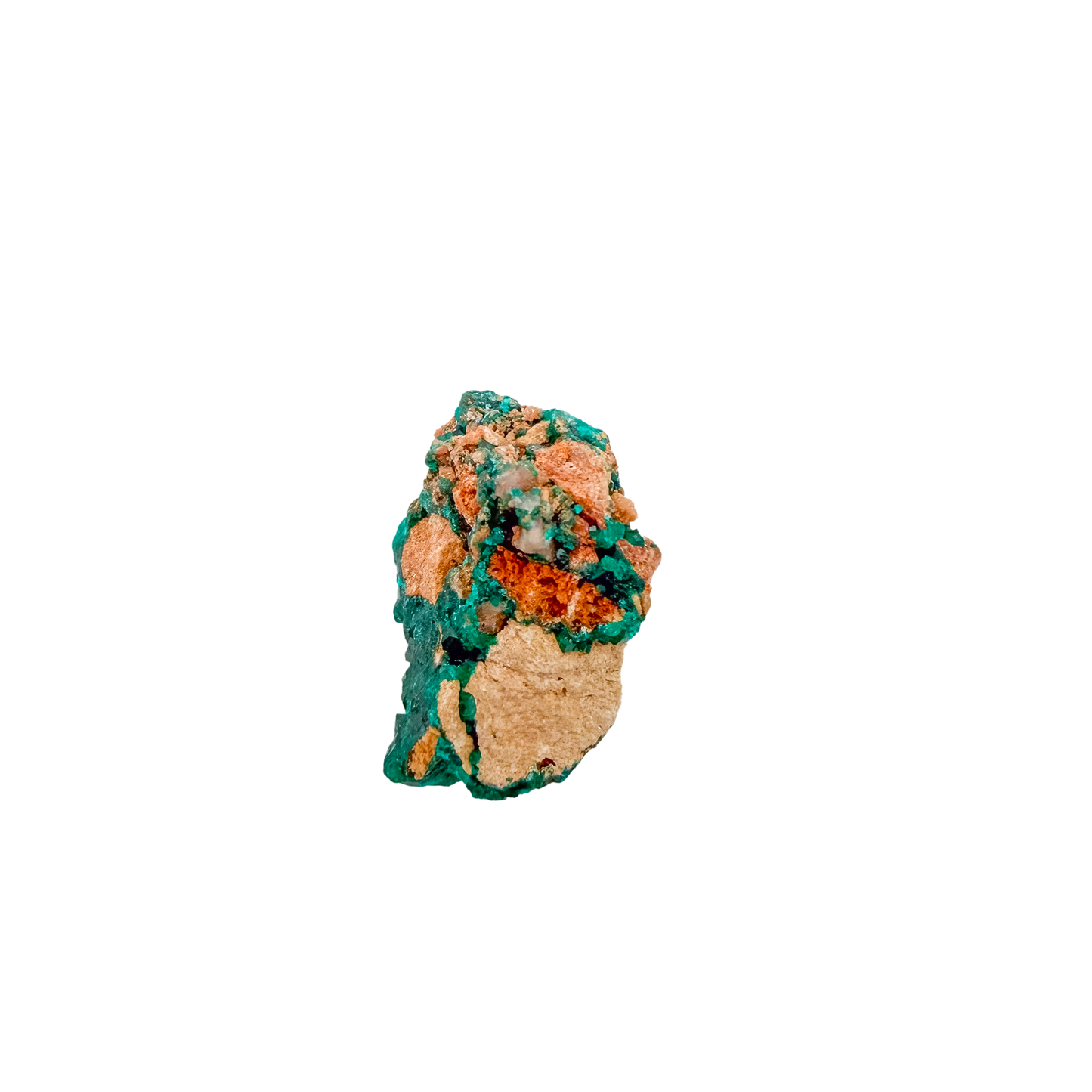 Rough rear of the deep teal cluster at 0.62 inches deep, left as mined