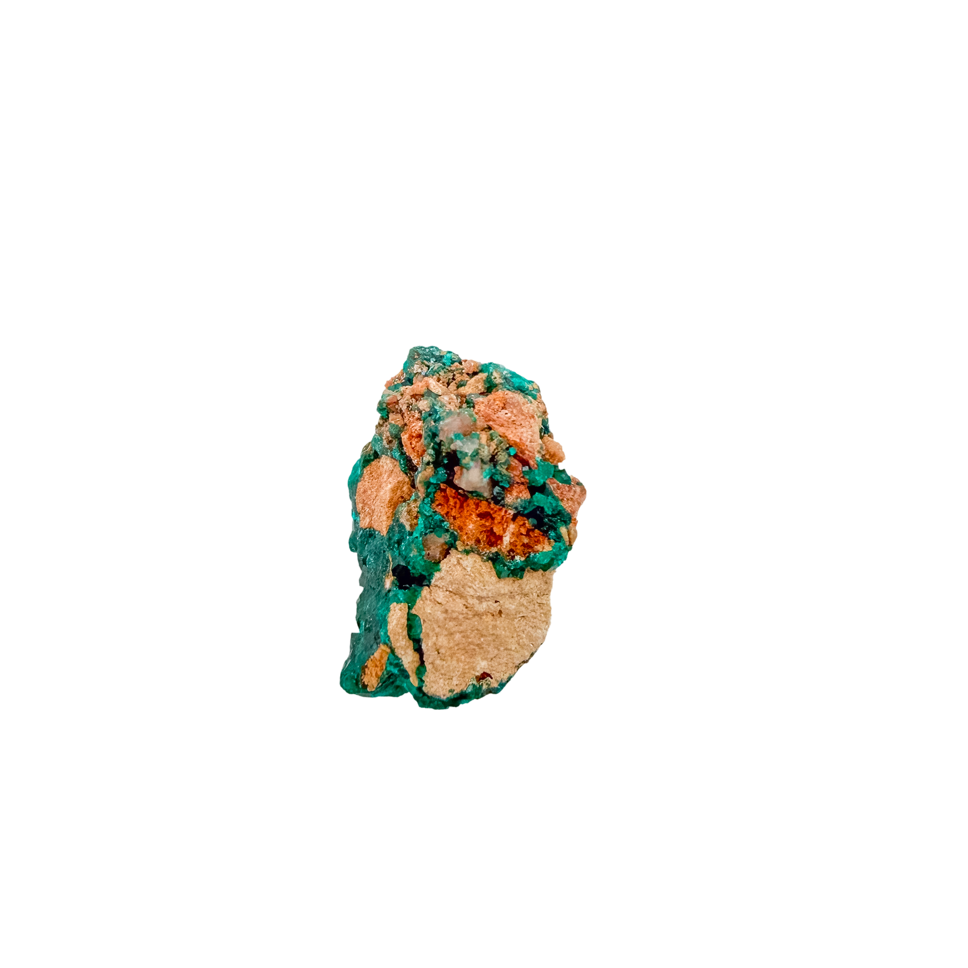 Rough rear of the deep teal cluster at 0.62 inches deep, left as mined