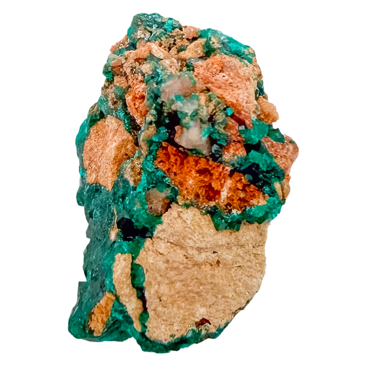 Rough rear of the deep teal cluster at 0.62 inches deep, left as mined