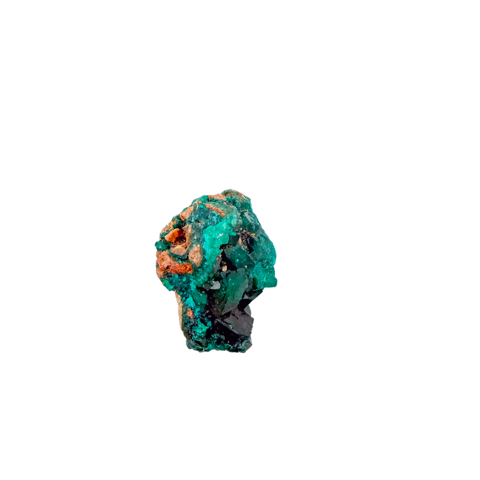 The deep teal cluster rotated to reveal crystal terminations, 14.6 g