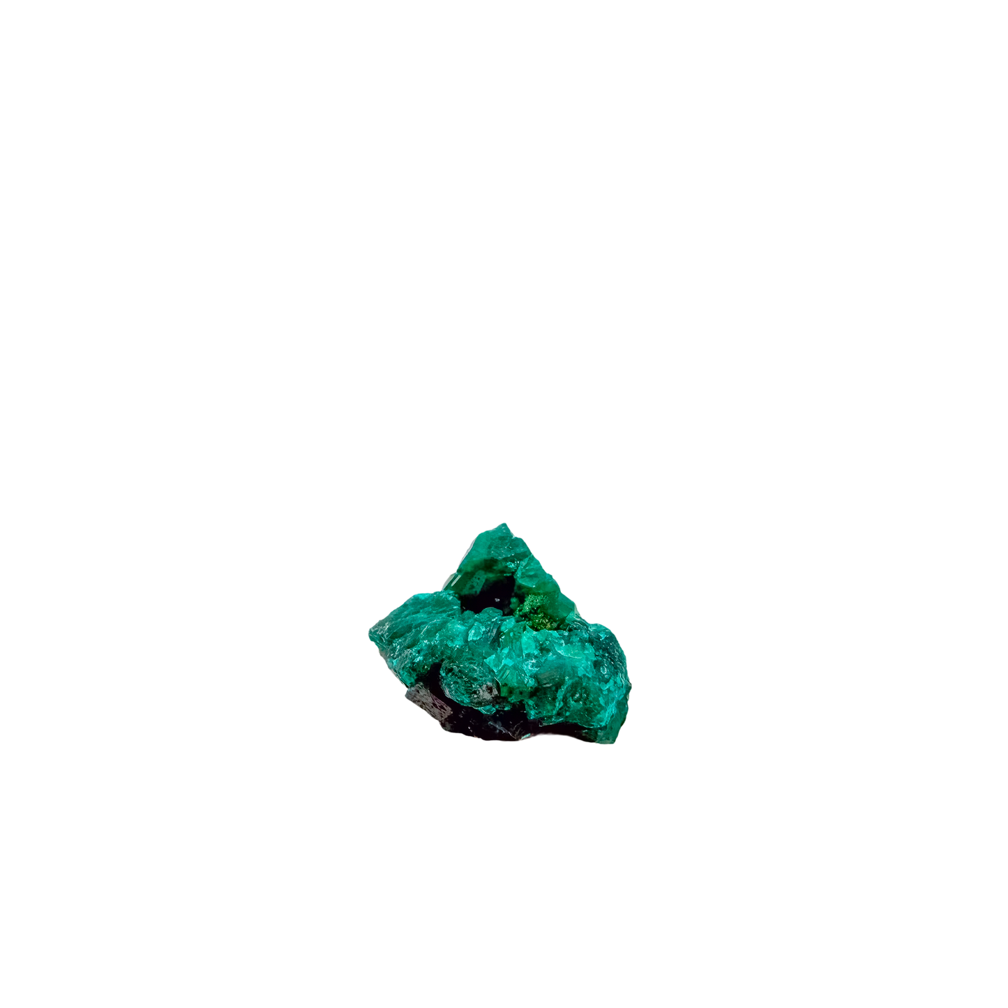 Raw Congolese dioptase, 21.3 g, copper-green crystal over host rock, the largest of the lot