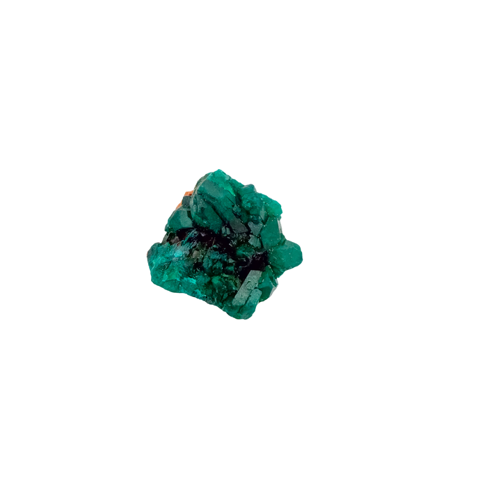 Collector dioptase thumbnail 1.52 by 0.83 inches, the long crystal seam, Republic of the Congo