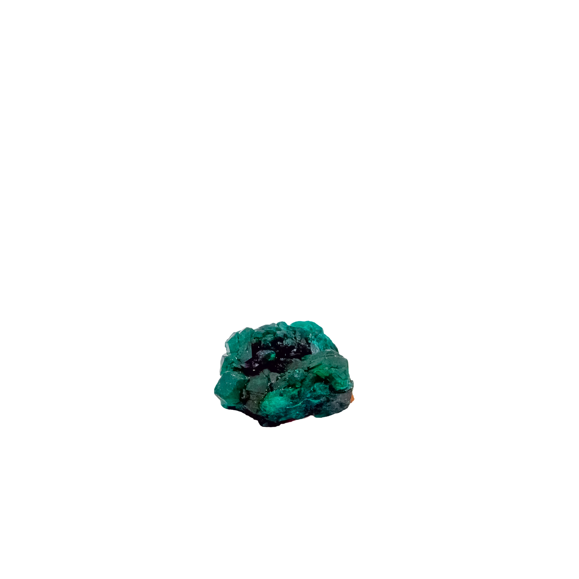 Edge-on view of the long crystal seam, 1.52 inches of Congolese dioptase