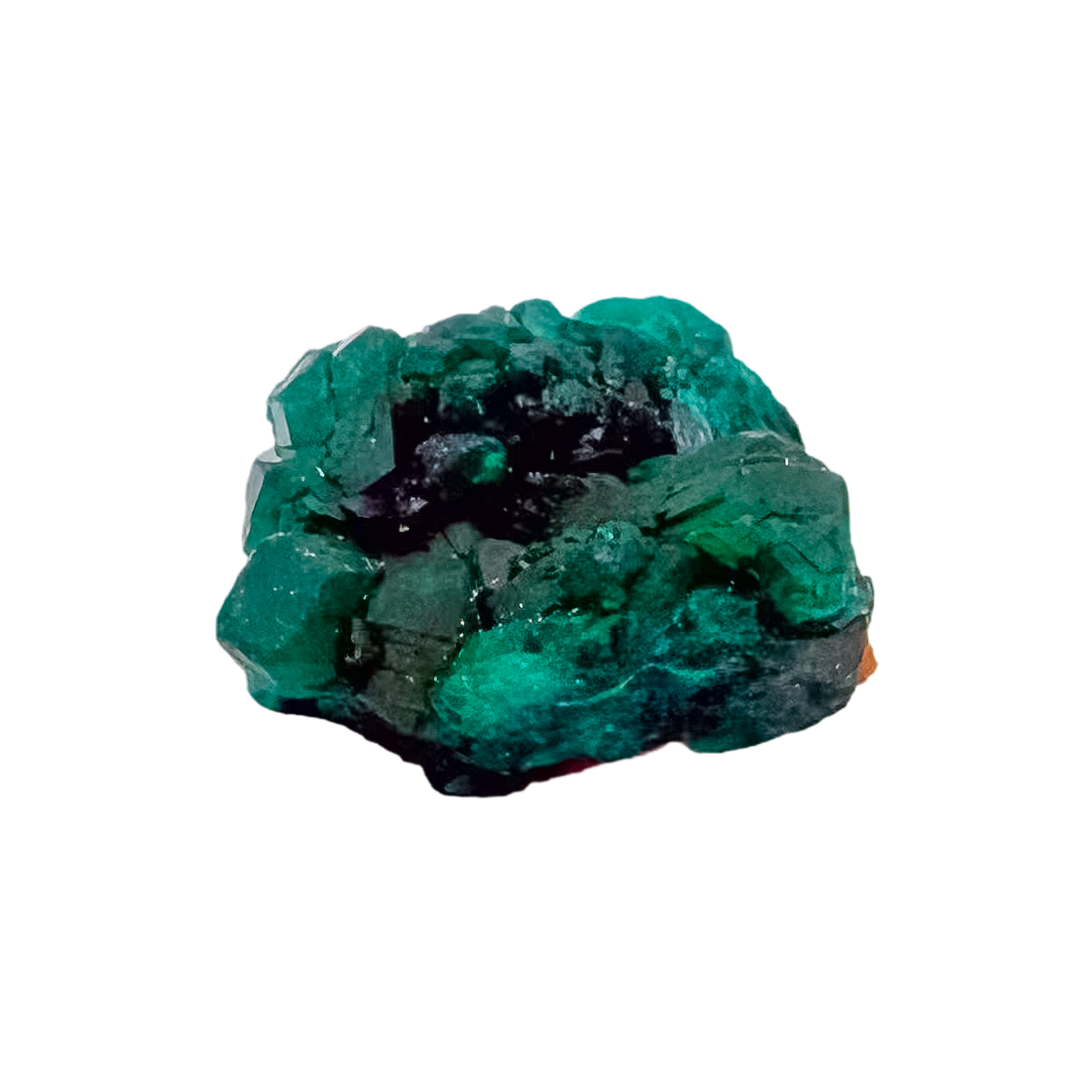 Edge-on view of the long crystal seam, 1.52 inches of Congolese dioptase