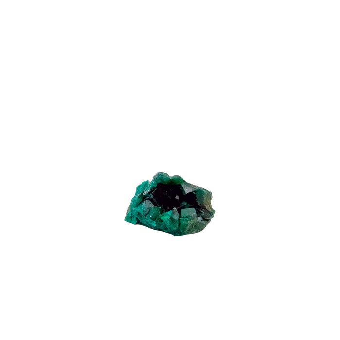 Dioptase crystals from a second side, the upright nodule at 11.4 g