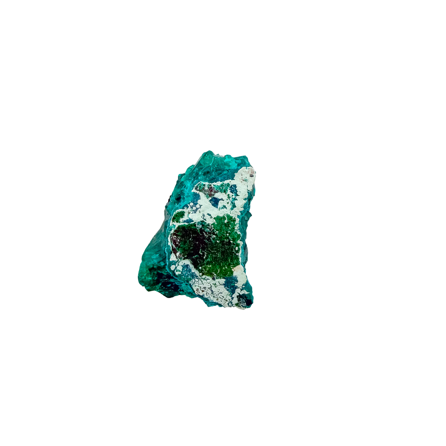 Raw Congolese dioptase, 10.4 g, copper-green crystal over host rock, the rounded green cluster