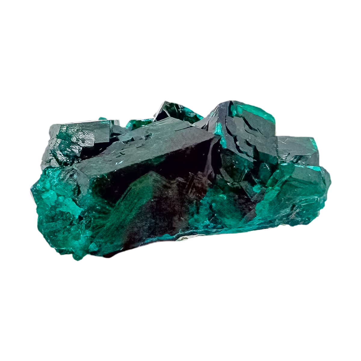 Macro of emerald-green faces across the rounded green cluster, 1.05 inches