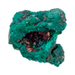 Collector dioptase thumbnail 0.95 by 0.70 inches, the tall little block, Republic of the Congo