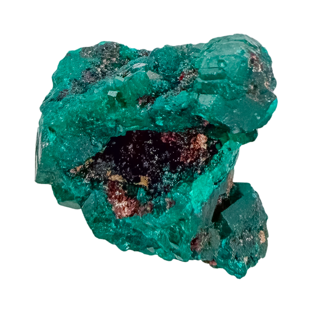 Collector dioptase thumbnail 0.95 by 0.70 inches, the tall little block, Republic of the Congo