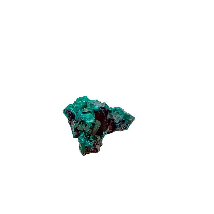 Edge-on view of the tall little block, 0.95 inches of Congolese dioptase