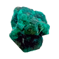 Dioptase crystals from a second side, the glassy green face at 8.1 g