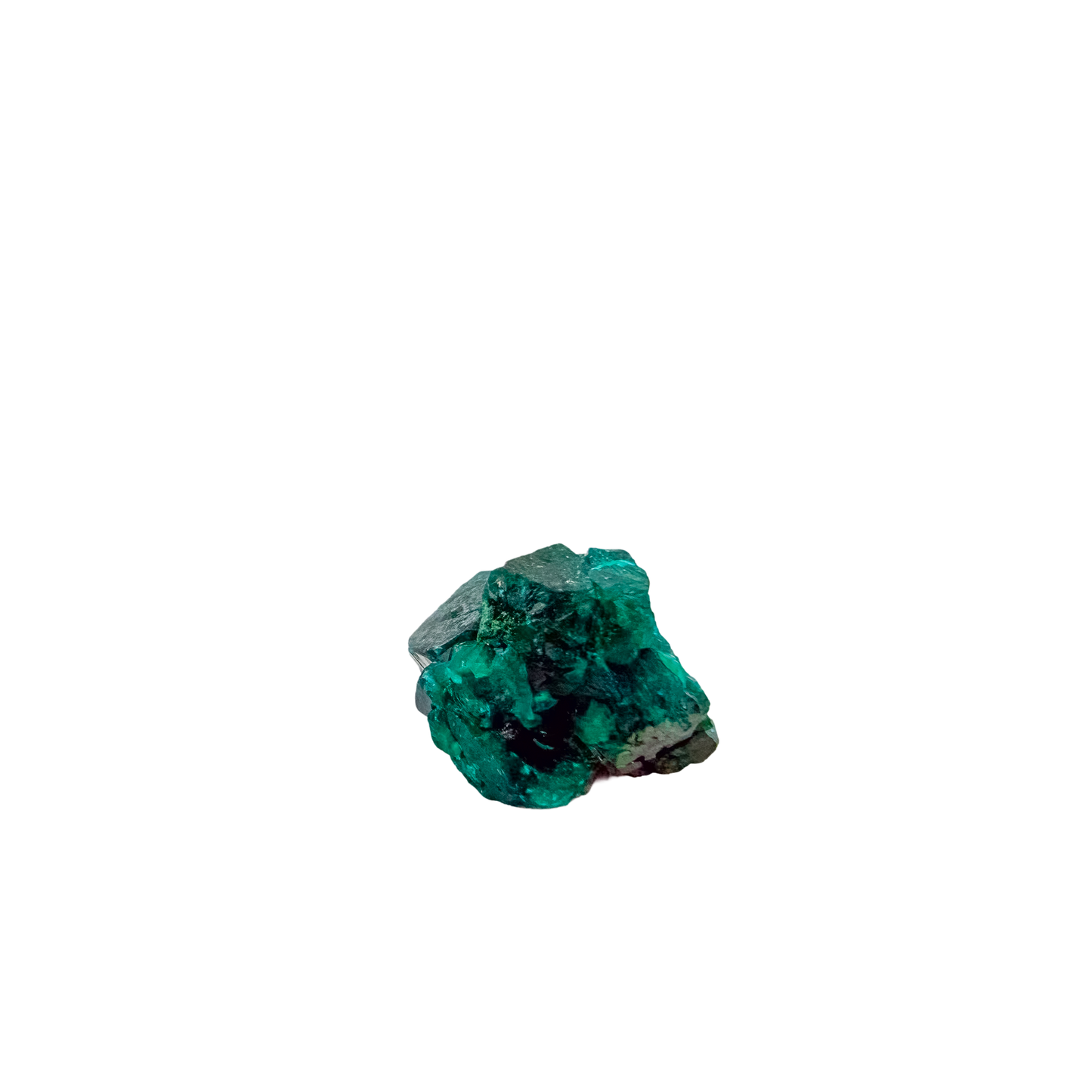 Fine dioptase druzy on the glassy green face, 0.94 inches of coverage