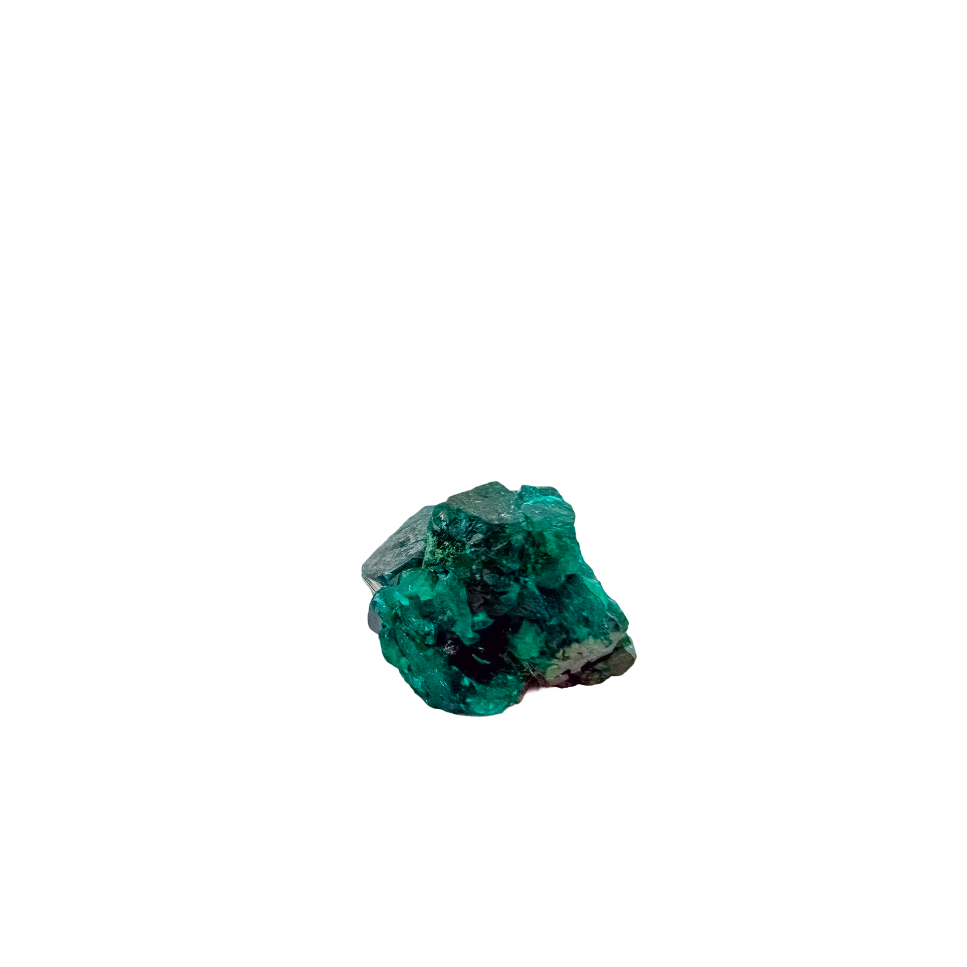 Fine dioptase druzy on the glassy green face, 0.94 inches of coverage
