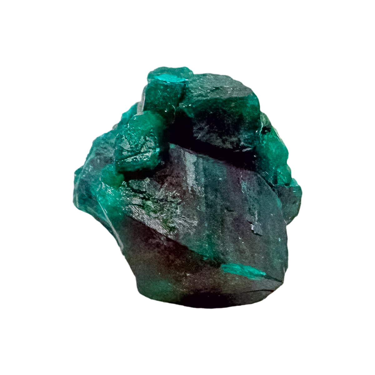 Rough rear of the glassy green face at 0.52 inches deep, left as mined