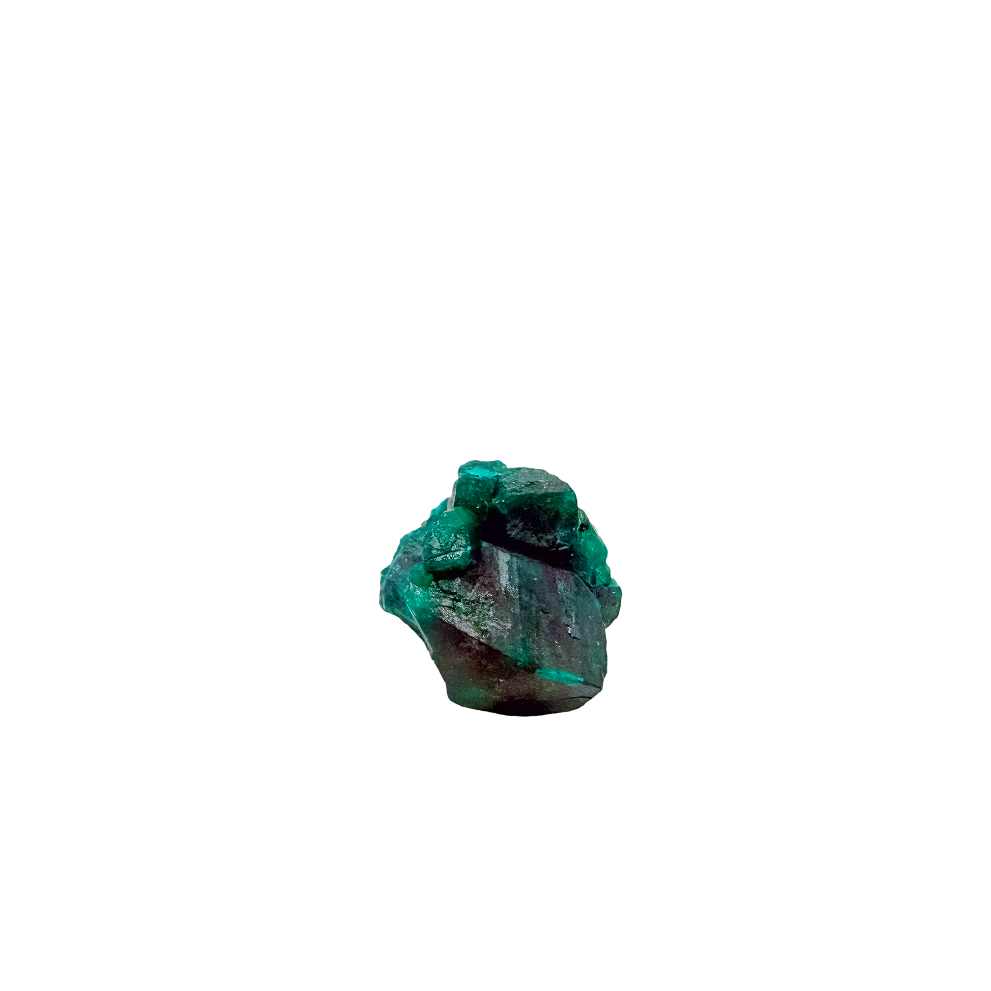 Rough rear of the glassy green face at 0.52 inches deep, left as mined