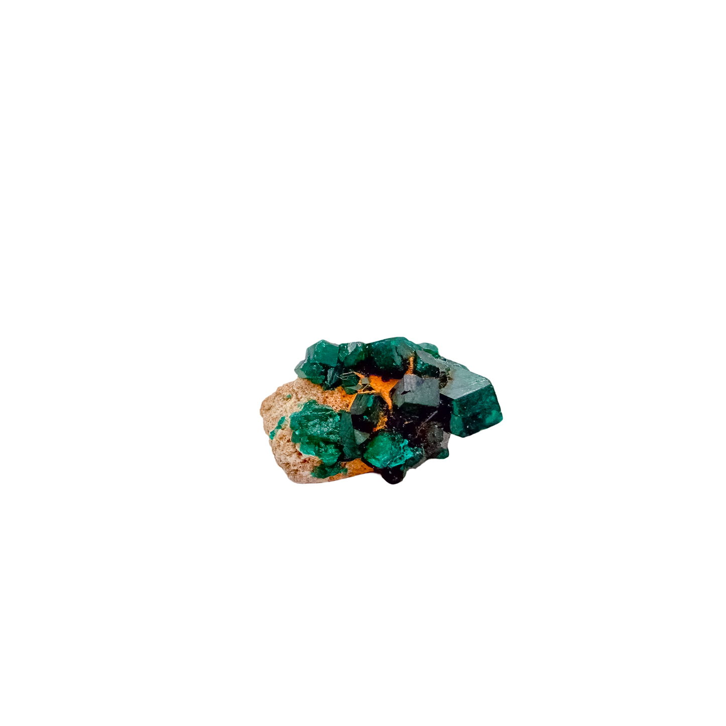 Second face of the narrow ridge, 8.2 g of dioptase wrapping the matrix