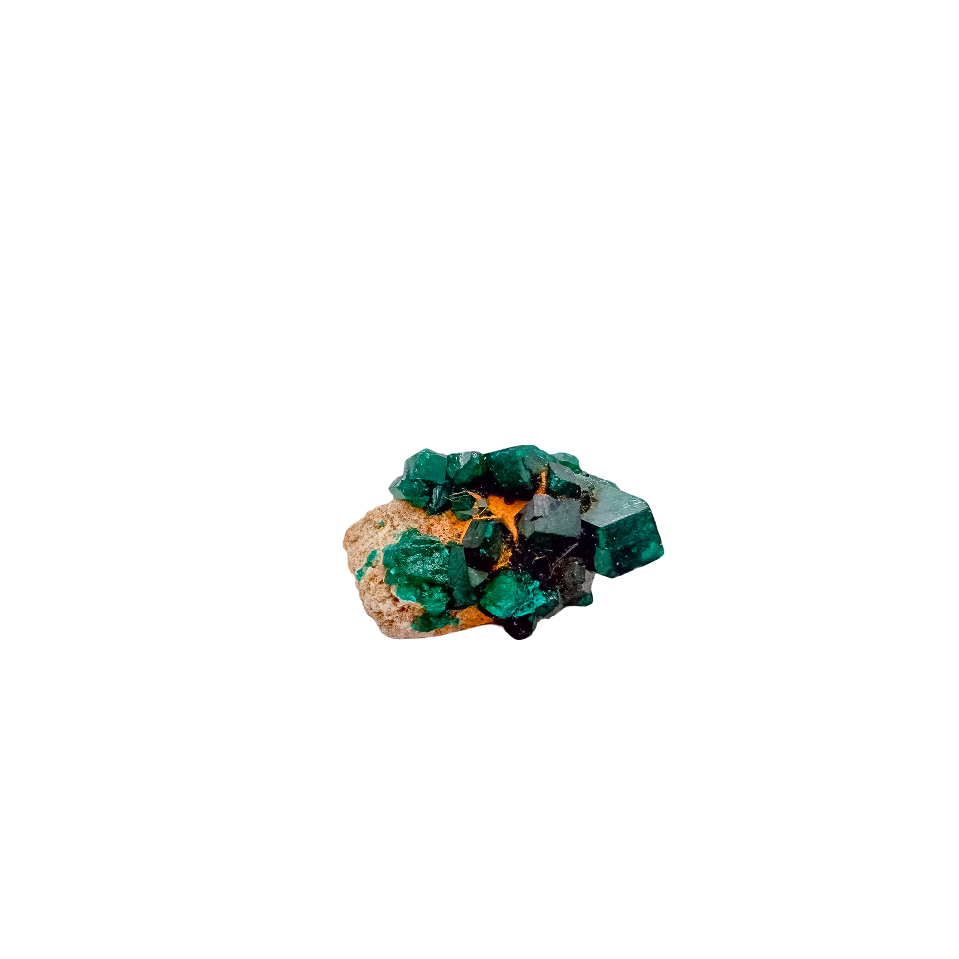 Second face of the narrow ridge, 8.2 g of dioptase wrapping the matrix