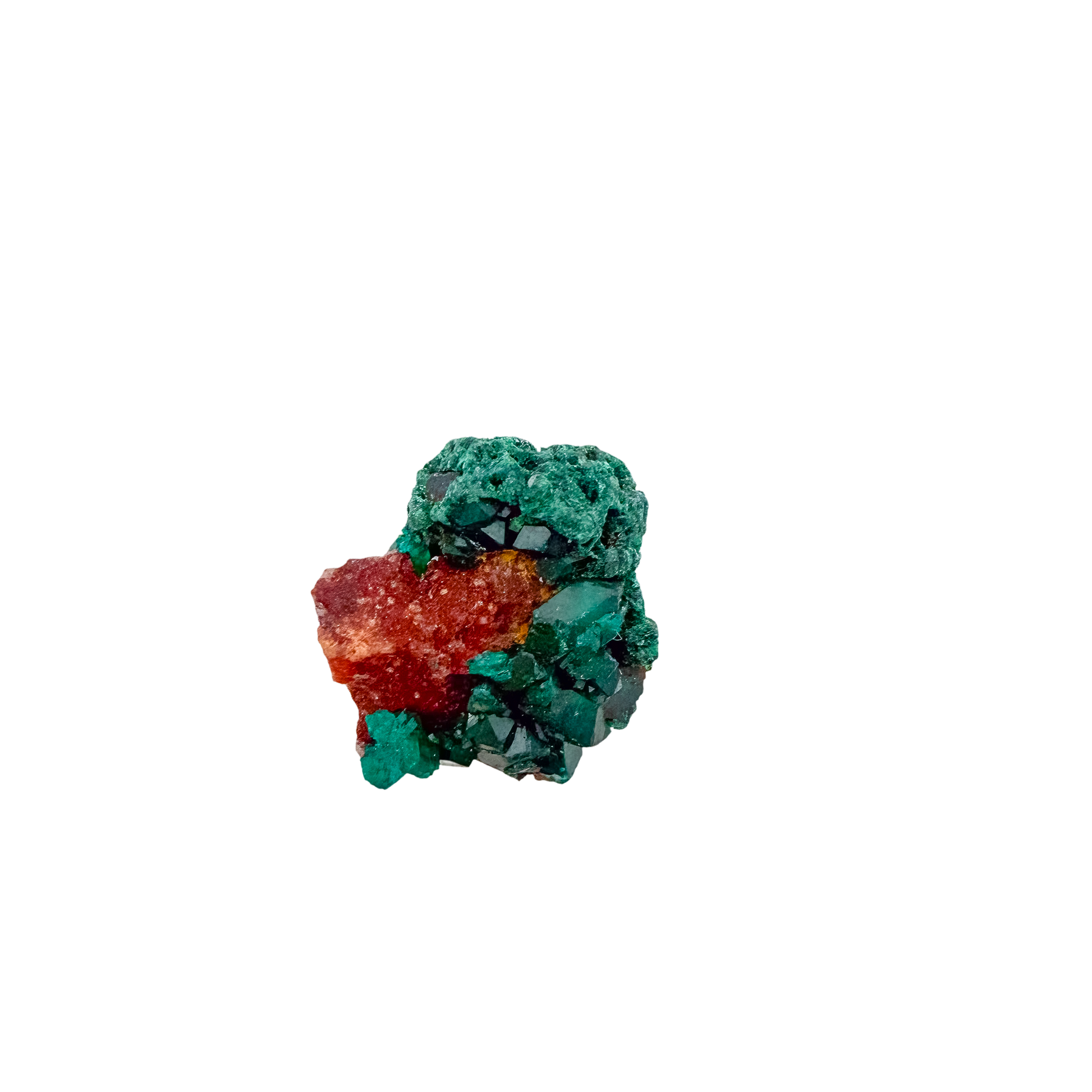 Macro of emerald-green faces across the cubic thumbnail, 0.68 inches