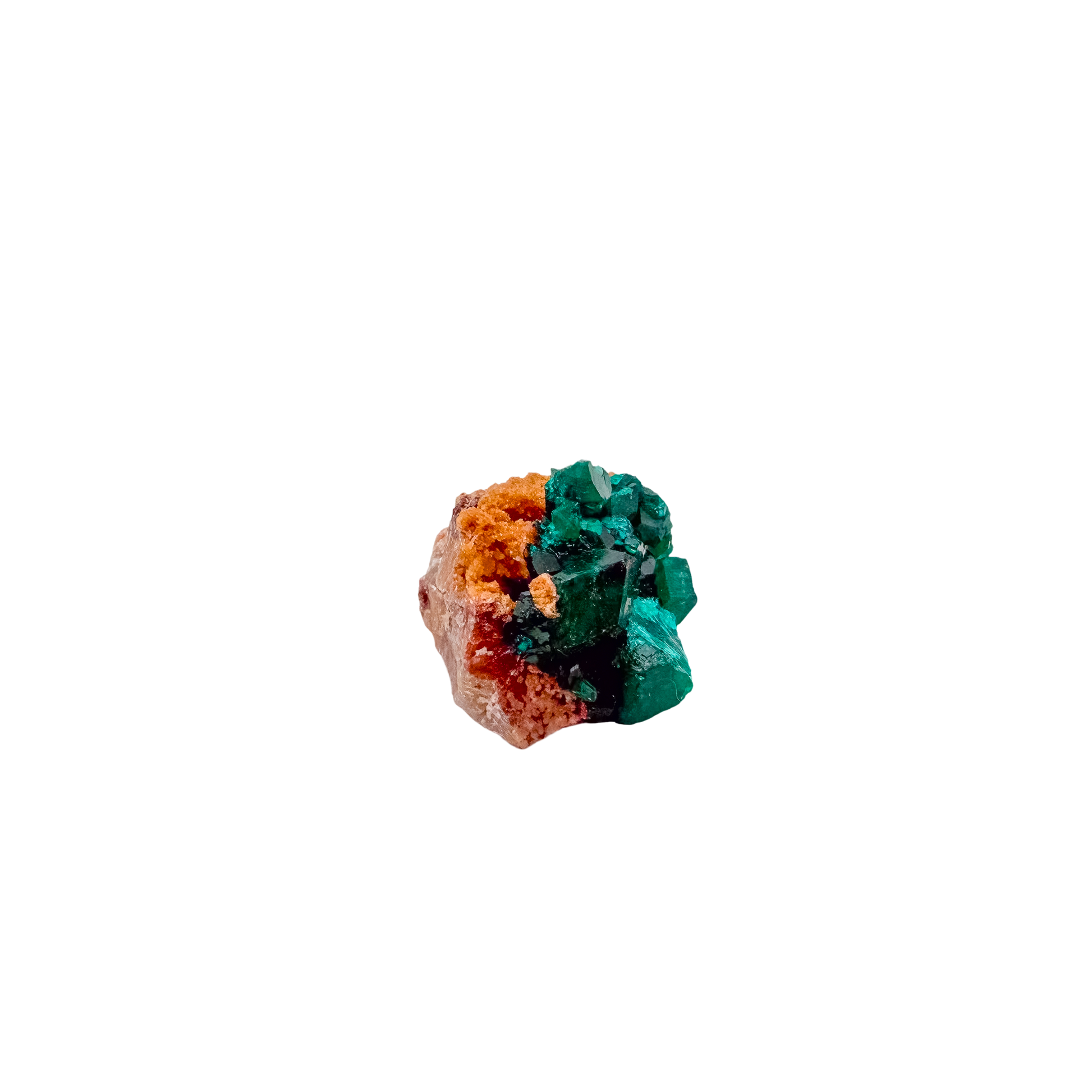 Collector dioptase thumbnail 0.89 by 0.85 inches, the even green coverage, Republic of the Congo
