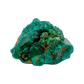 Dioptase specimen of 8.6 g from Renéville, its slim flat piece shown on white