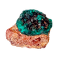 Angled view of the petite collector piece, copper-green over oxidized ore, 5.7 g