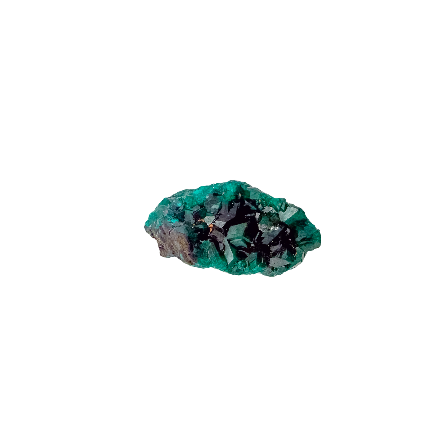 Crystal detail on the small square matrix, the green once mistaken for emerald, 6.3 g