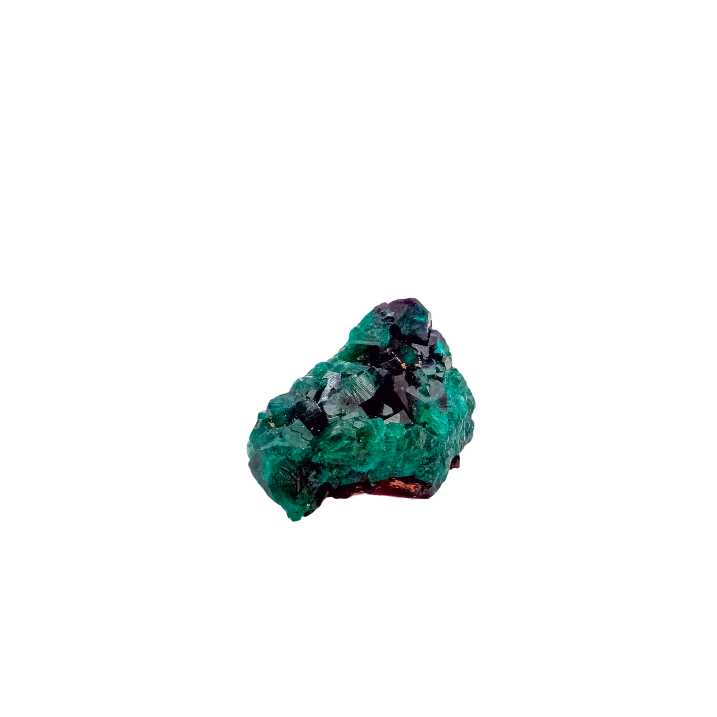 Edge-on view of the small square matrix, 0.78 inches of Congolese dioptase